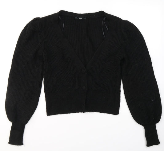 George Womens Black V-Neck  Acrylic Cardigan Jumper Size S