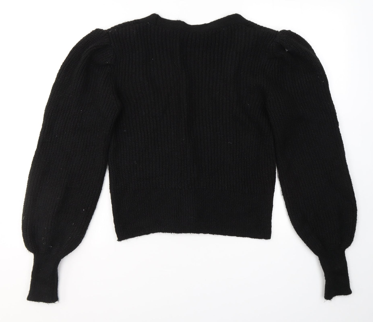 George Womens Black V-Neck  Acrylic Cardigan Jumper Size S