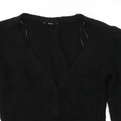 George Womens Black V-Neck  Acrylic Cardigan Jumper Size S