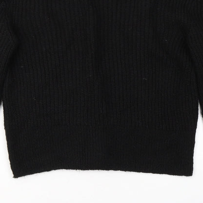 George Womens Black V-Neck  Acrylic Cardigan Jumper Size S