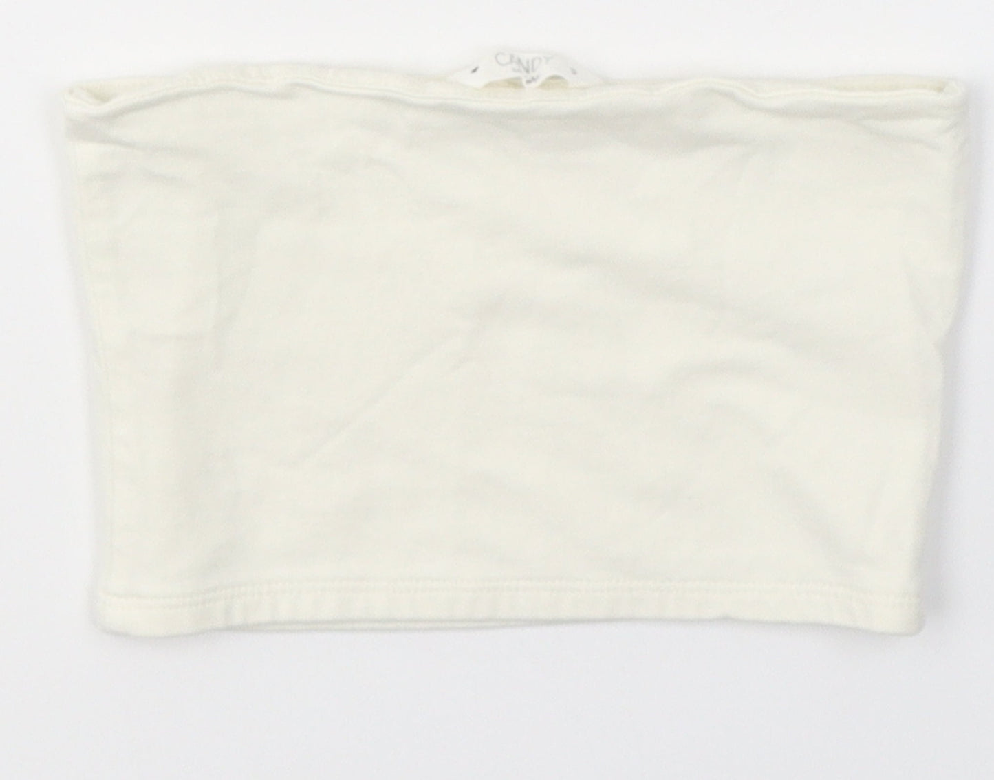 Candy Girls White  Cotton Cropped T-Shirt Size 9 Years Round Neck Pullover