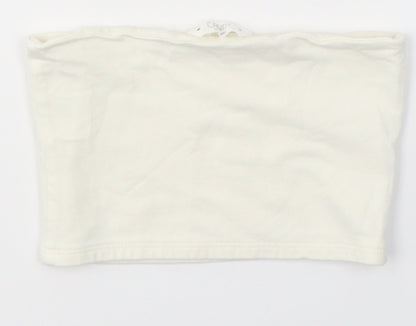 Candy Girls White  Cotton Cropped T-Shirt Size 9 Years Round Neck Pullover