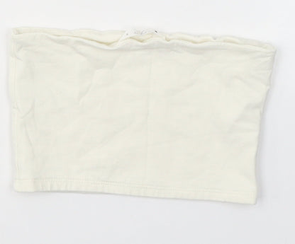 Candy Girls White  Cotton Cropped T-Shirt Size 9 Years Round Neck Pullover