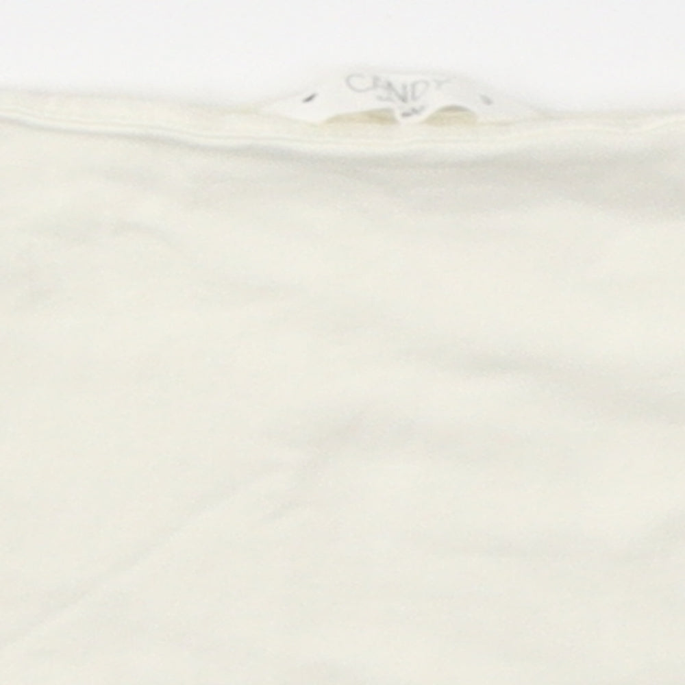 Candy Girls White  Cotton Cropped T-Shirt Size 9 Years Round Neck Pullover
