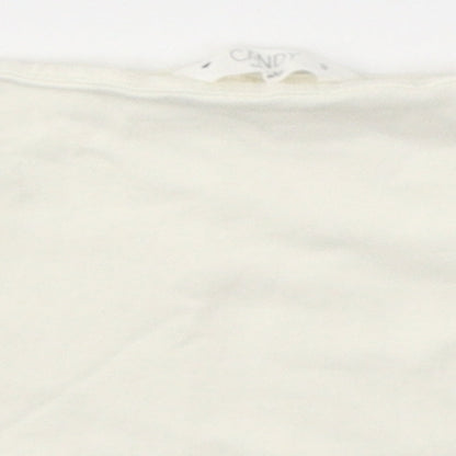 Candy Girls White  Cotton Cropped T-Shirt Size 9 Years Round Neck Pullover