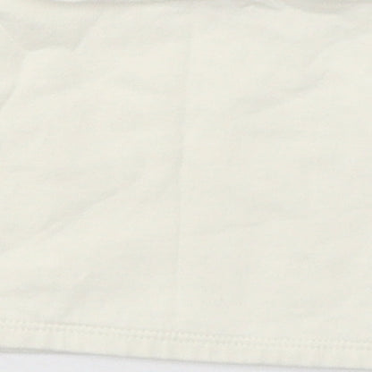 Candy Girls White  Cotton Cropped T-Shirt Size 9 Years Round Neck Pullover