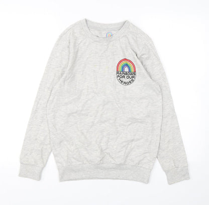 F&F Girls Grey  Cotton Pullover Sweatshirt Size 11-12 Years  Pullover