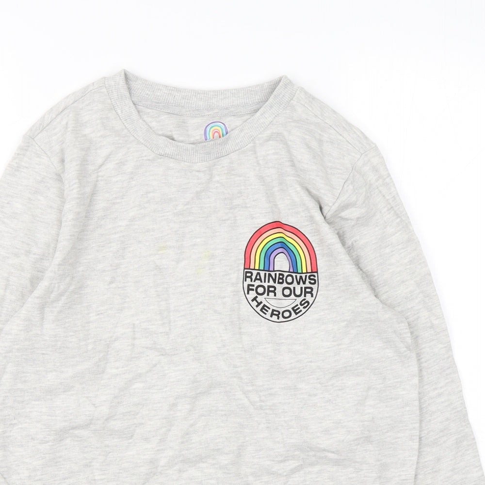F&F Girls Grey  Cotton Pullover Sweatshirt Size 11-12 Years  Pullover