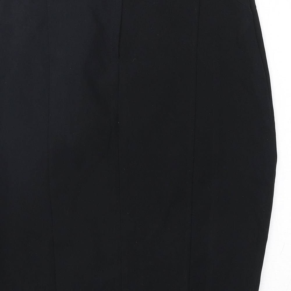 Dorothy Perkins Womens Black  Polyester Straight & Pencil Skirt Size 8   Zip
