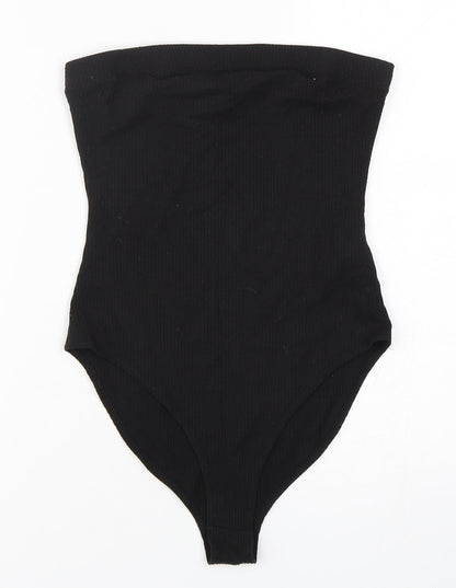 FOREVER 21 Womens Black  Polyester Bodysuit One-Piece Size S  Snap