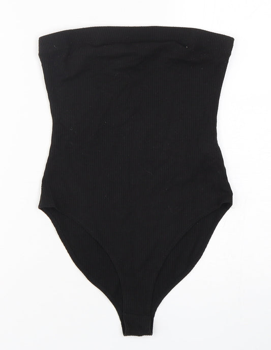 FOREVER 21 Womens Black  Polyester Bodysuit One-Piece Size S  Snap
