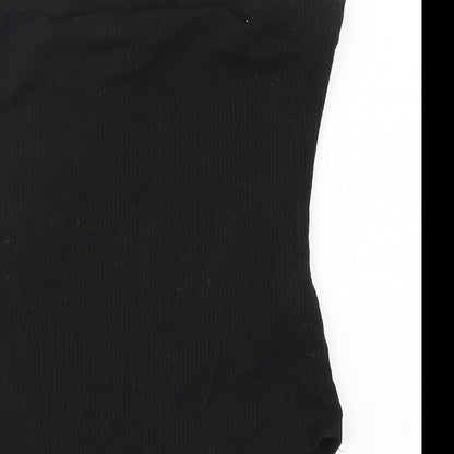 FOREVER 21 Womens Black  Polyester Bodysuit One-Piece Size S  Snap