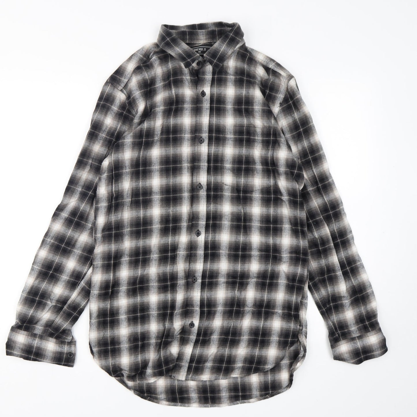 Mens UK Size XS FOREVER 21 Green  Button-Up Long Sleeve Casual Shirt