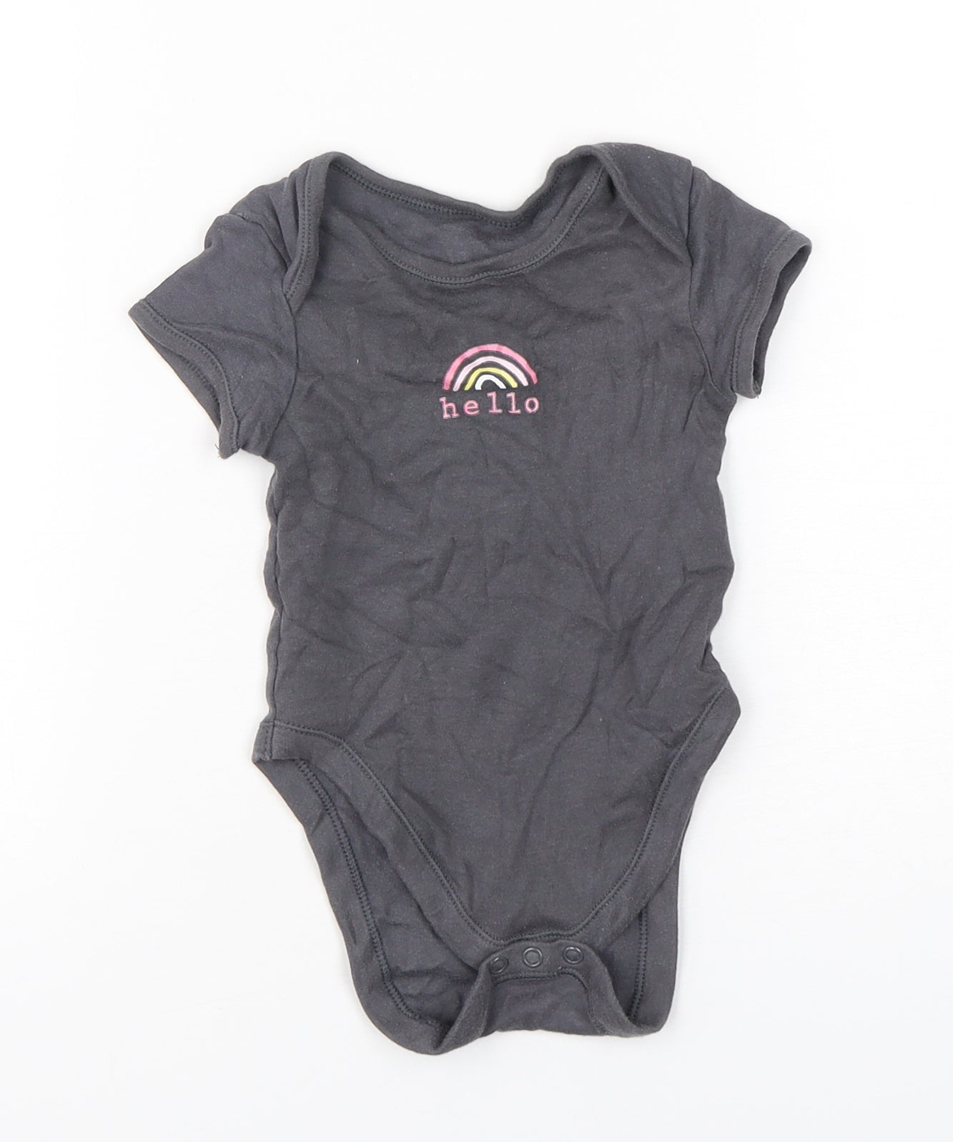 Primark Girls Grey  Cotton Babygrow One-Piece Size 6-9 Months  Snap