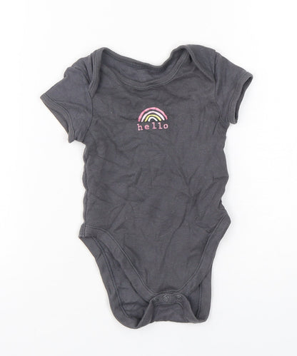 Primark Girls Grey  Cotton Babygrow One-Piece Size 6-9 Months  Snap