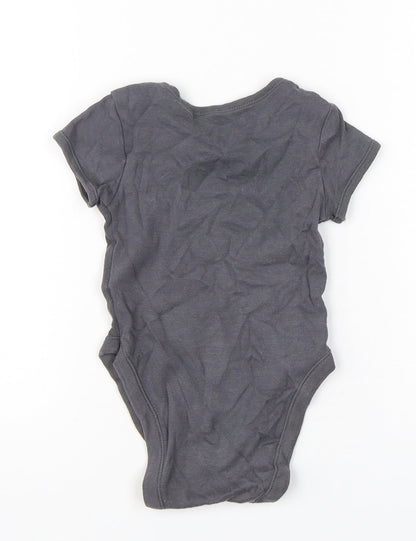 Primark Girls Grey  Cotton Babygrow One-Piece Size 6-9 Months  Snap