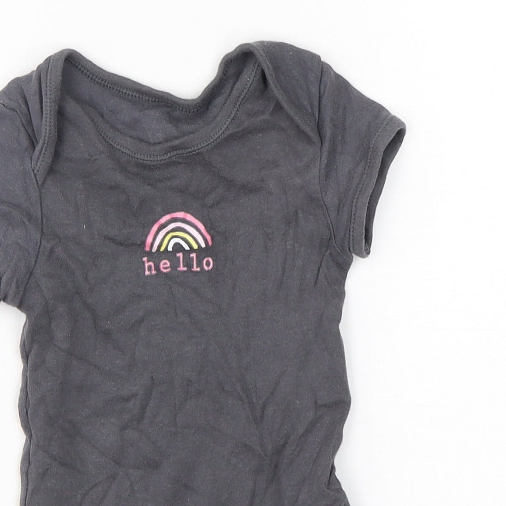 Primark Girls Grey  Cotton Babygrow One-Piece Size 6-9 Months  Snap