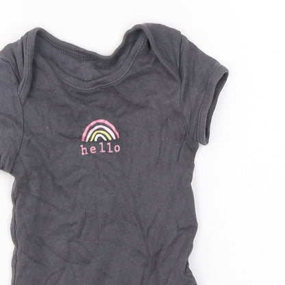 Primark Girls Grey  Cotton Babygrow One-Piece Size 6-9 Months  Snap