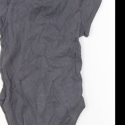 Primark Girls Grey  Cotton Babygrow One-Piece Size 6-9 Months  Snap