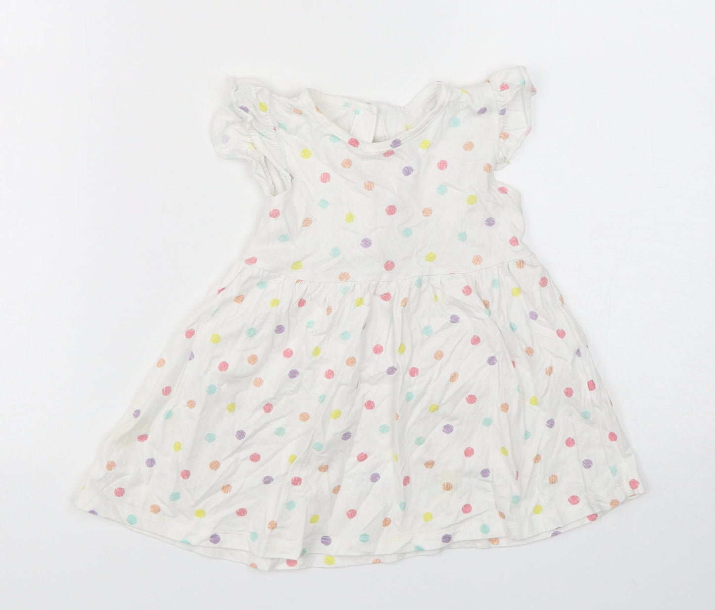 Matalan Girls Multicoloured Polka Dot Cotton A-Line  Size 9-12 Months  Round Neck Pullover