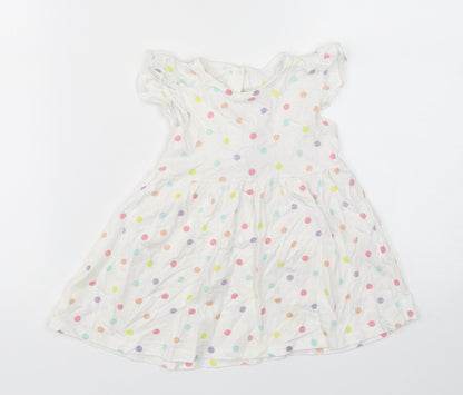 Matalan Girls Multicoloured Polka Dot Cotton A-Line  Size 9-12 Months  Round Neck Pullover