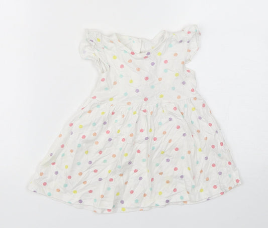 Matalan Girls Multicoloured Polka Dot Cotton A-Line  Size 9-12 Months  Round Neck Pullover