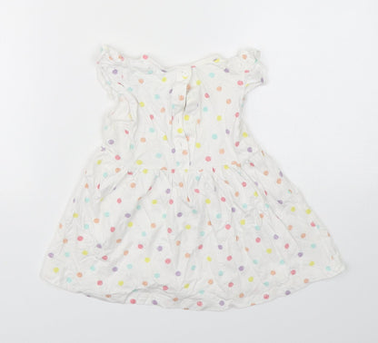 Matalan Girls Multicoloured Polka Dot Cotton A-Line  Size 9-12 Months  Round Neck Pullover