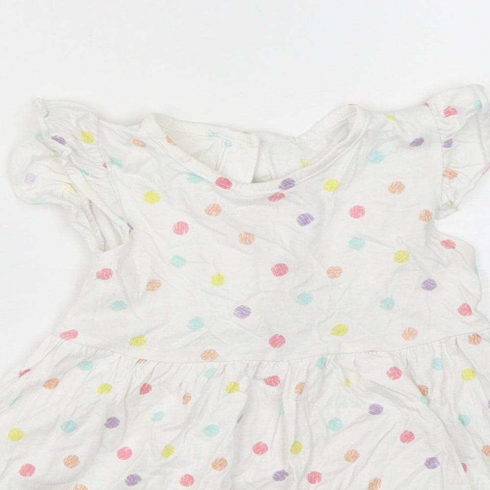 Matalan Girls Multicoloured Polka Dot Cotton A-Line  Size 9-12 Months  Round Neck Pullover