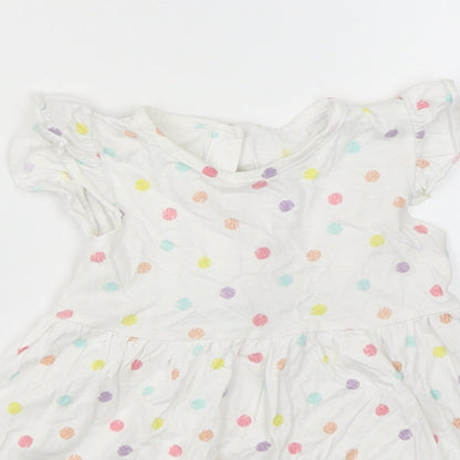 Matalan Girls Multicoloured Polka Dot Cotton A-Line  Size 9-12 Months  Round Neck Pullover