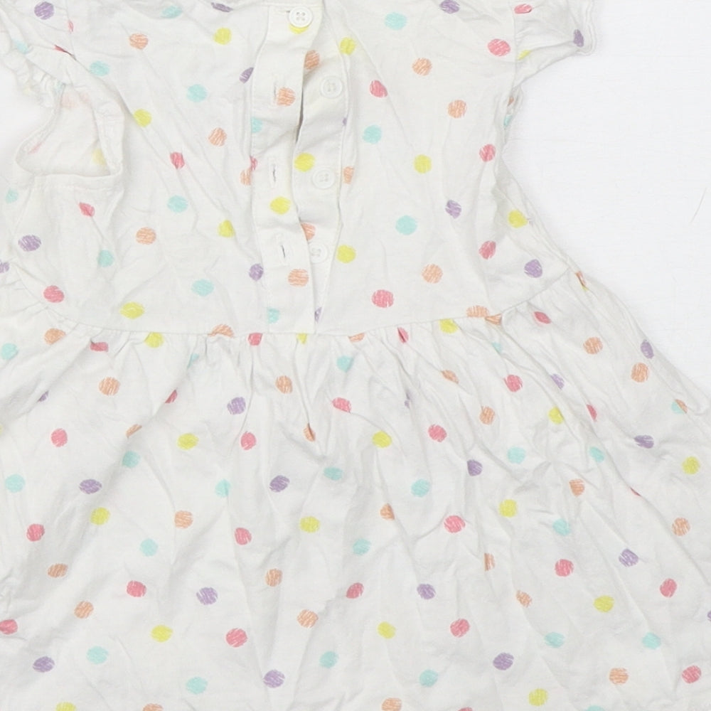 Matalan Girls Multicoloured Polka Dot Cotton A-Line  Size 9-12 Months  Round Neck Pullover