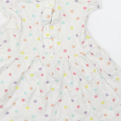 Matalan Girls Multicoloured Polka Dot Cotton A-Line  Size 9-12 Months  Round Neck Pullover