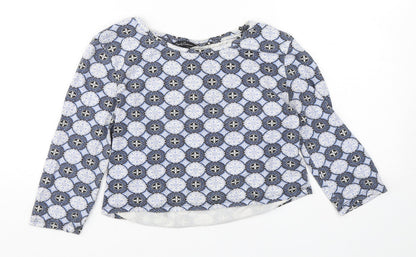 Candy Couture Girls Blue Geometric Cotton Basic T-Shirt Size 16 Years Round Neck Pullover