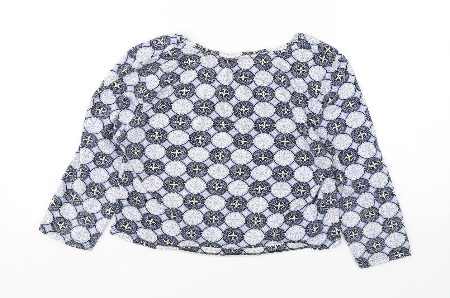 Candy Couture Girls Blue Geometric Cotton Basic T-Shirt Size 16 Years Round Neck Pullover