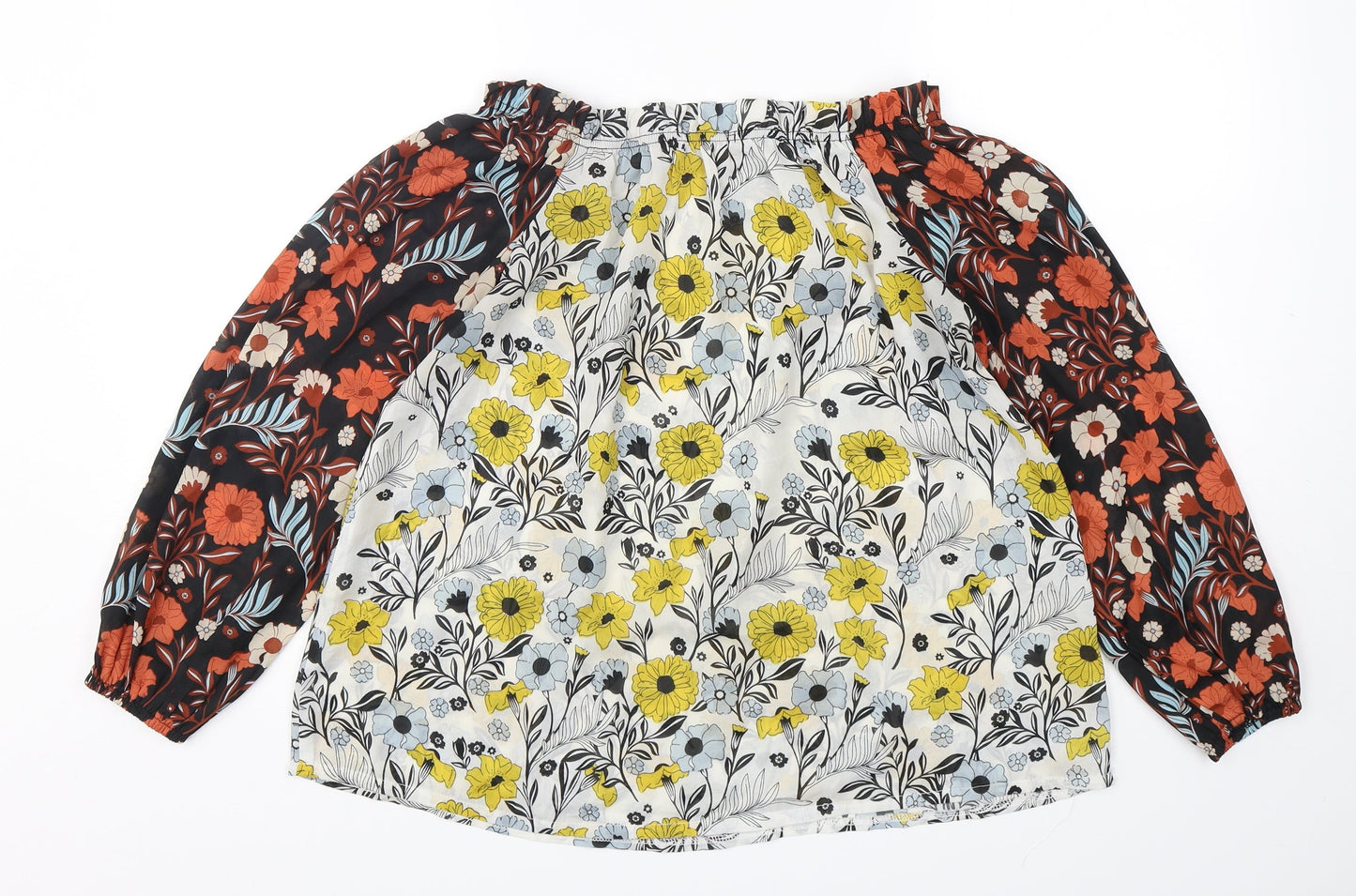 Boohoo Womens Multicoloured Floral Polyester Basic Blouse Size S Boat Neck