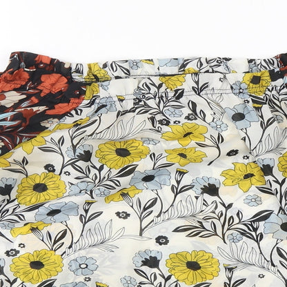 Boohoo Womens Multicoloured Floral Polyester Basic Blouse Size S Boat Neck