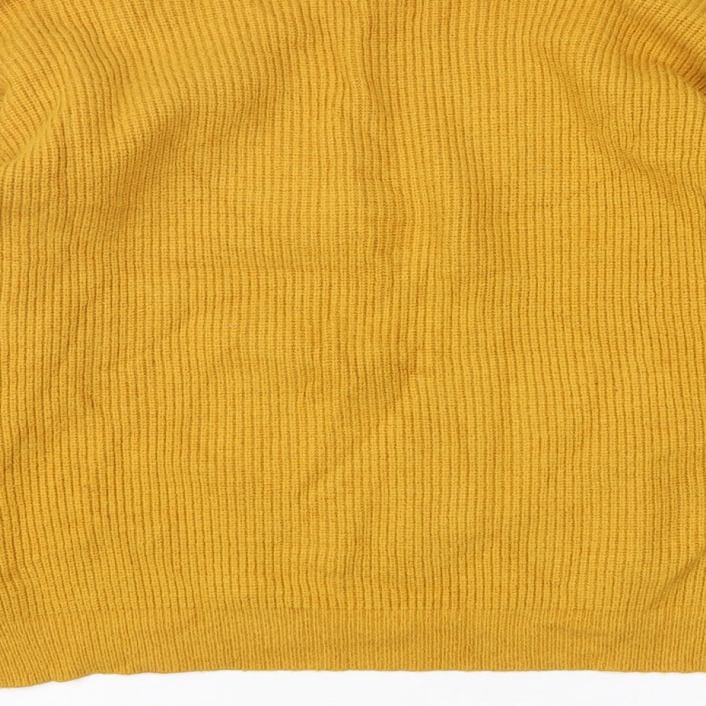 FOREVER 21 Womens Yellow V-Neck  Rayon Pullover Jumper Size M