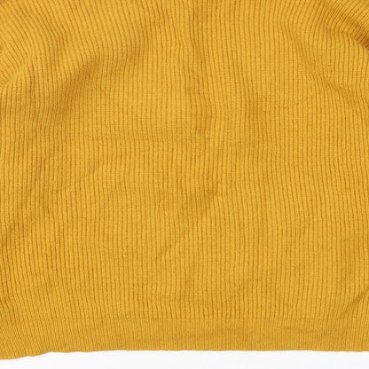FOREVER 21 Womens Yellow V-Neck  Rayon Pullover Jumper Size M