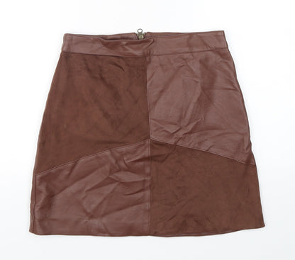 Paraphrase Womens Brown  Polyurethane Mini Skirt Size 10