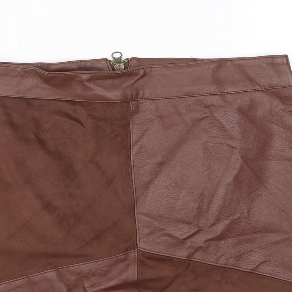 Paraphrase Womens Brown  Polyurethane Mini Skirt Size 10