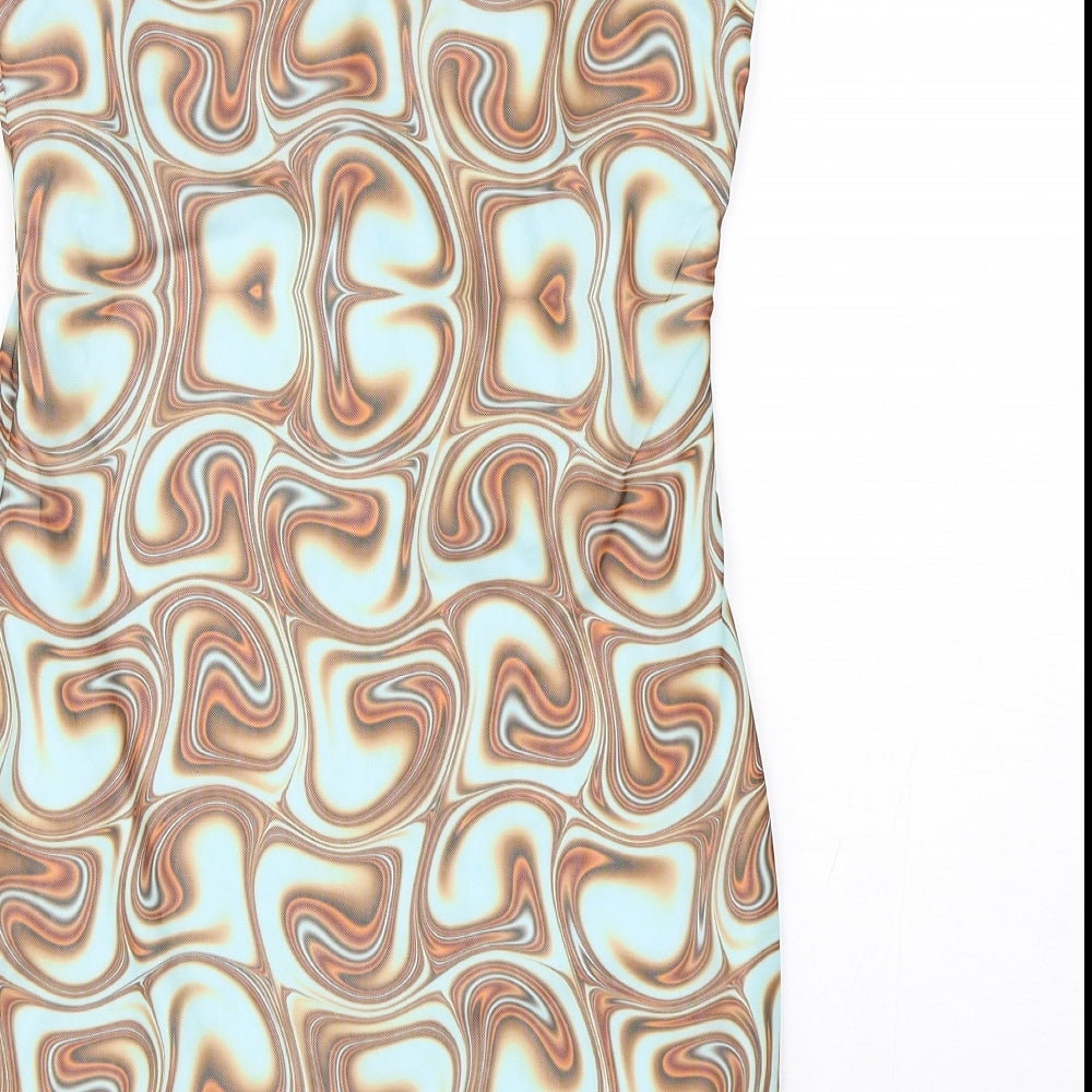 Shein  Womens Multicoloured Geometric Polyester Mini  Size 10  Square Neck Pullover