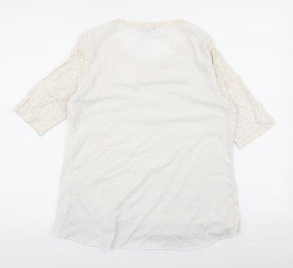 Womens UK Size M H&M Ivory Jersey Blouse