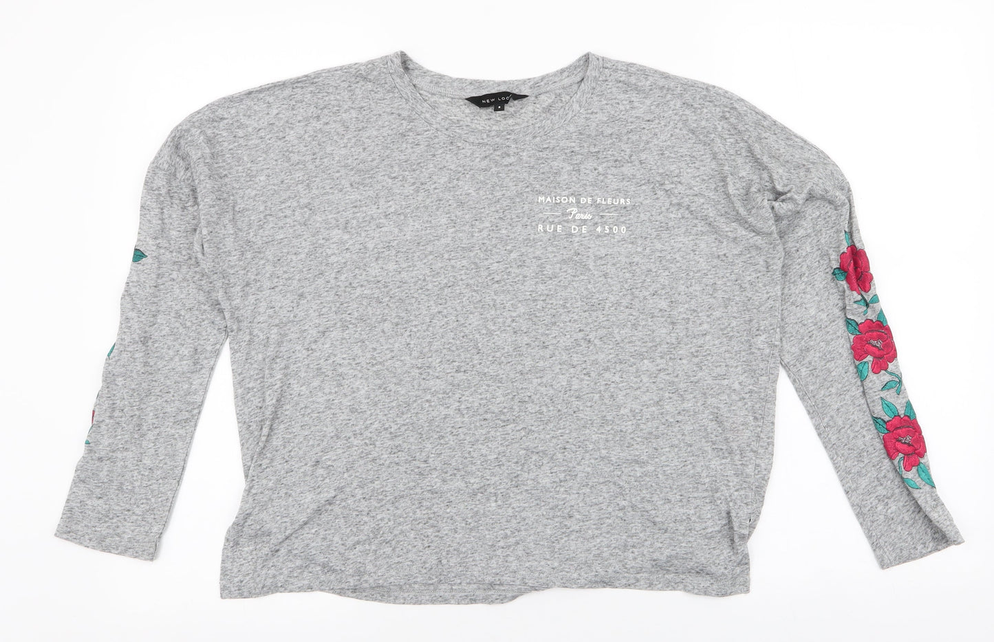 Womens UK Size 8 New Look Grey Jersey T-Shirt