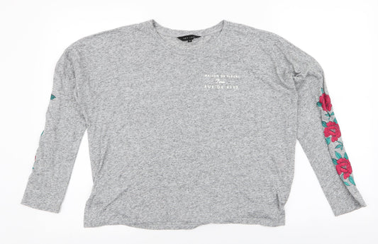 Womens UK Size 8 New Look Grey Jersey T-Shirt