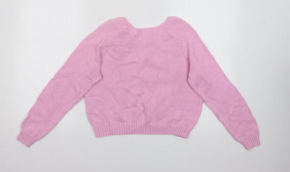 H&M Girls Pink Round Neck  Cotton Pullover Jumper Size 13-14 Years
