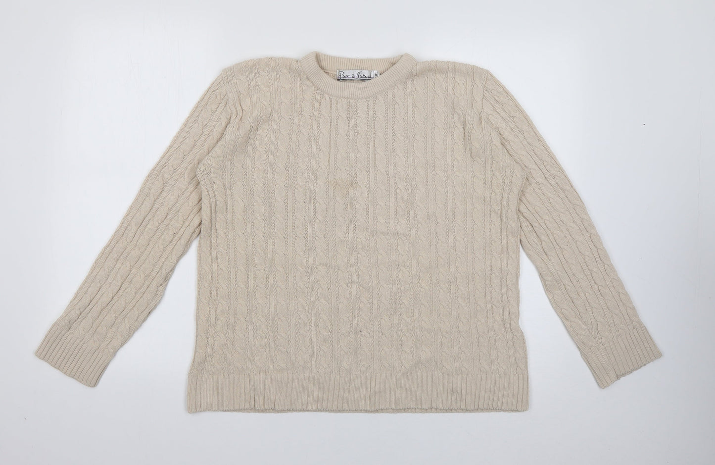 Womens UK Size L Pure & Natural Beige Pullover Jumper