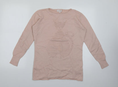 Lucy Sparks Womens Pink Round Neck  Viscose Pullover Jumper Size S