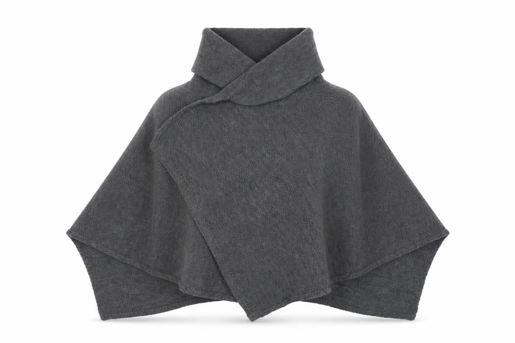 Front view of Marks & Spencer women’s grey roll neck acrylic cardigan jumper one size