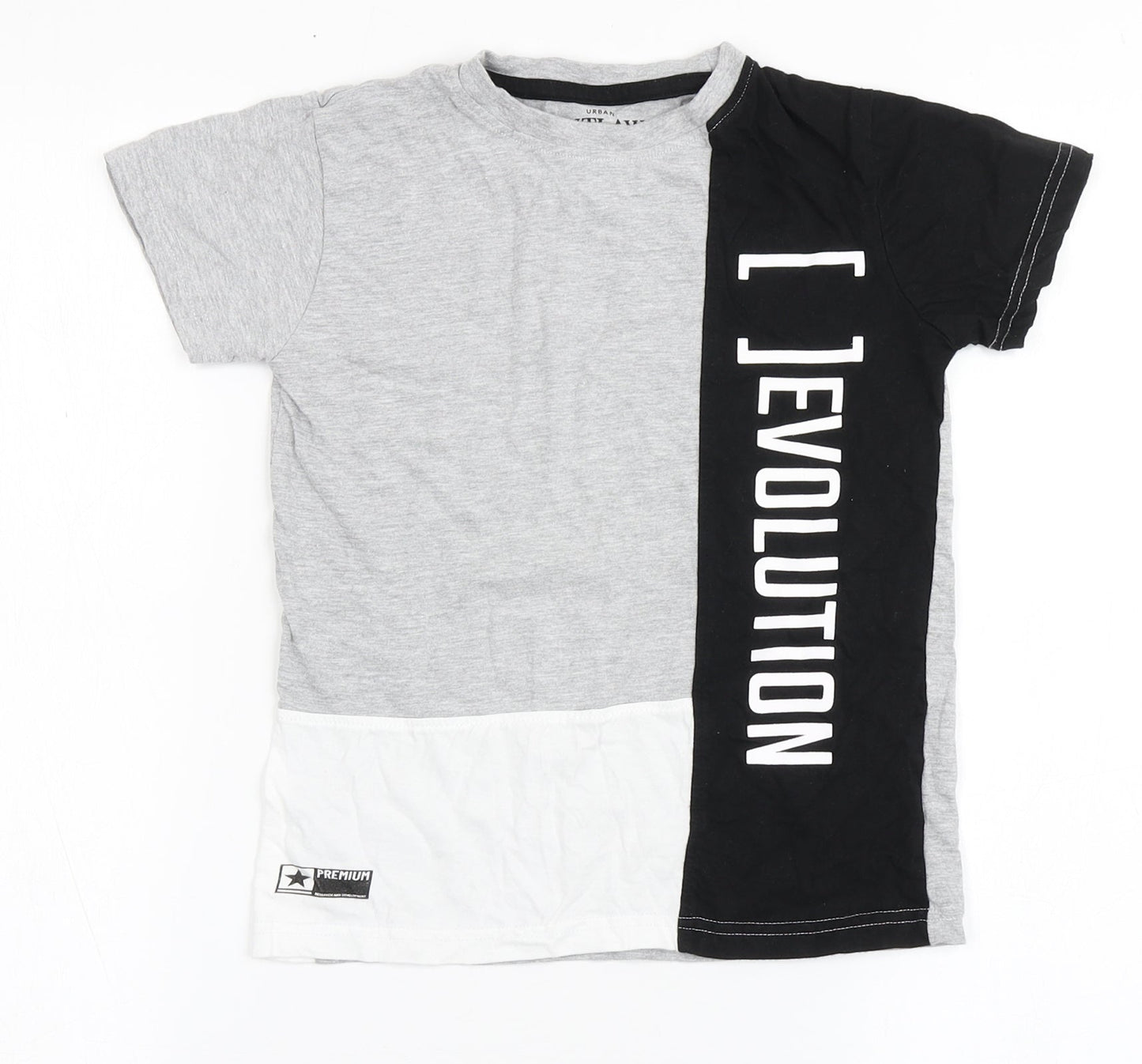 Urban Outlaws Boys Grey  Cotton Basic T-Shirt Size 7-8 Years Round Neck Pullover - Evolution