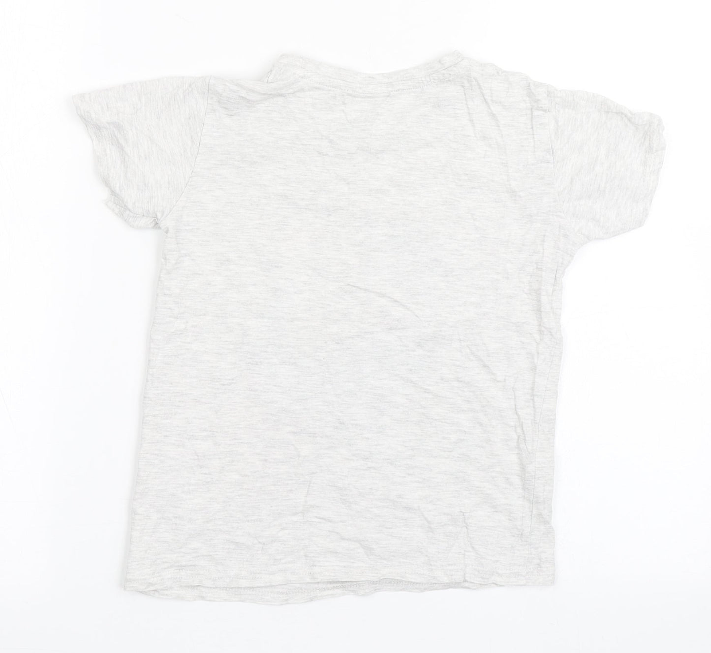 Dunnes Stores Boys Grey  Cotton Basic T-Shirt Size 6 Years Round Neck Pullover - Dinosaur