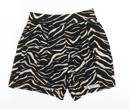 Peacocks Womens Black Animal Print Viscose Sailor Shorts Size 8  Regular Pull On